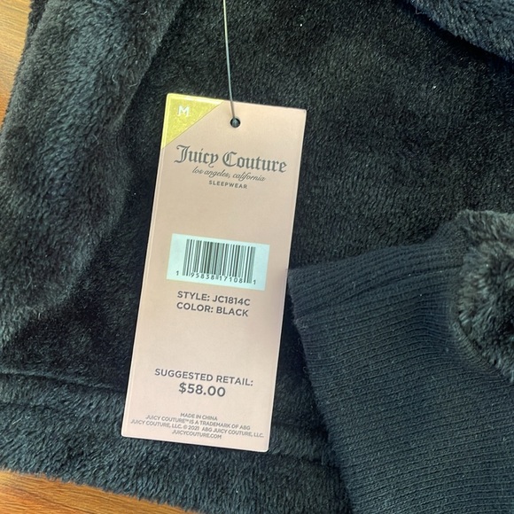 NWT Juicy Couture Black and Pink Fleece Cheetah Print Cropped Long Sleeve Shirt - Picture 9 of 9